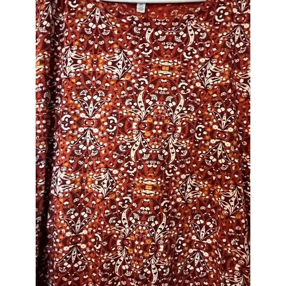 Lucky Brand Bohochic Casual Burnt Orange Floral Print Hi-Lo w/Slit in Back Top S - Picture 4 of 6